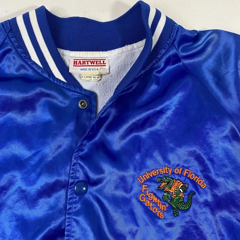 Vintage Hartwell University of Florida Gators Satin Varsity Jacket Blue XL USA